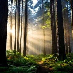 Mystical Foggy Forest