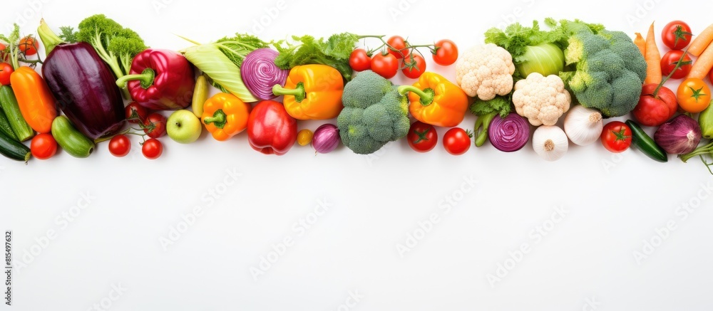Poster A vibrant array of vegetables forms a frame around a blank area for text in the copy space image