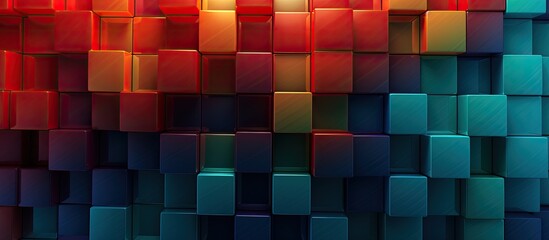 Fototapeta premium A background image with a seamless cubic geometric pattern is available for use with copy space