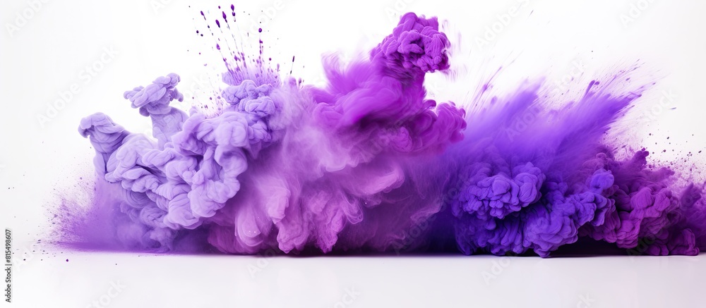 Aufkleber a vibrant explosion of purple color powder is captured in a freeze frame on a white backdrop creatin