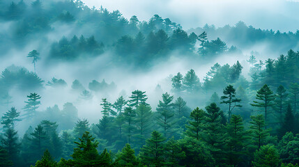 Mountain Forest in Mist