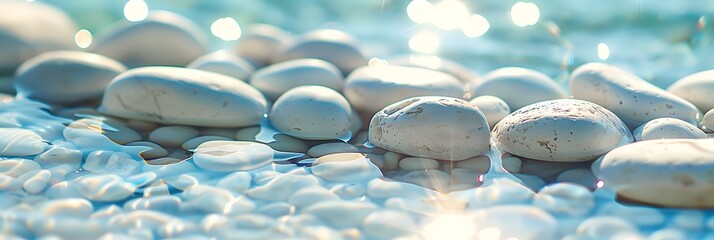 Pebbles in Water Fresh Summer Mood in White and Light Blue