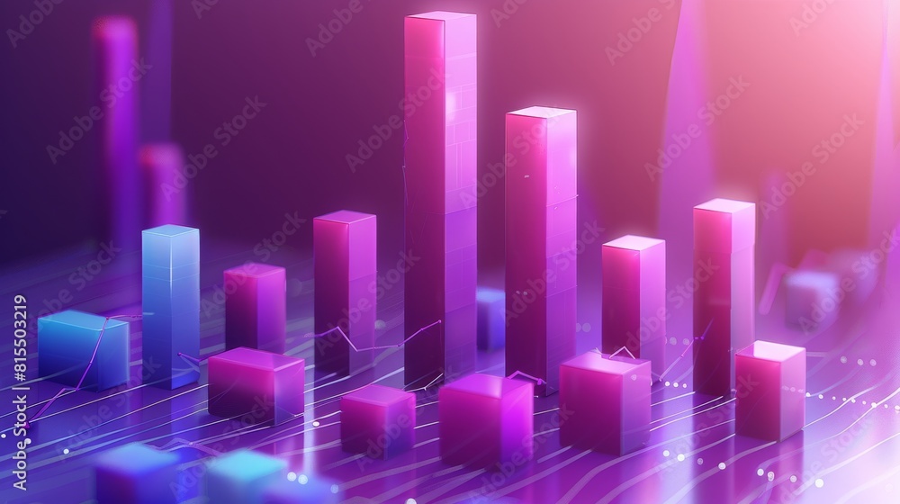 Poster a purple bar graph showing the distribution of marketing budget across various channels, highlightin