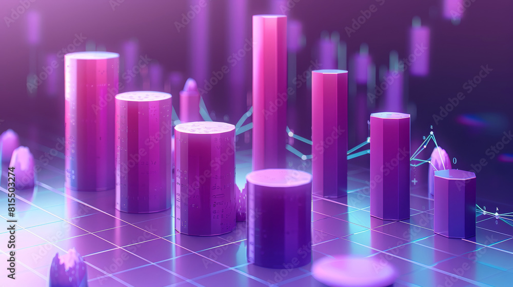 Poster a purple bar graph showing the distribution of marketing budget across various channels, highlightin