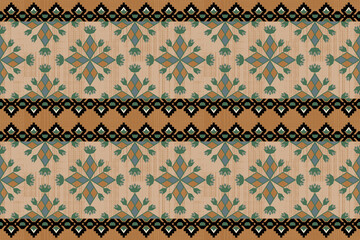 Beautiful floral cross-stitch embroidery.geometric ethnic oriental pattern traditional background.Aztec style abstract. design for texture,fabric,clothing,wrapping,decoration,carpe
