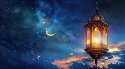 Enchanting Arabian Night Lantern Against Twilight Sky