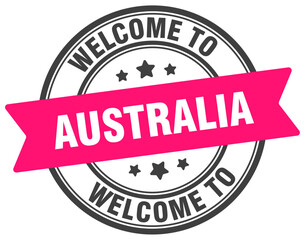 Welcome to Australia stamp. Australia round sign