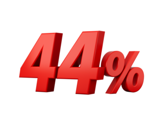 3d Red 44% Forty Four Percent Sign 3d illustration