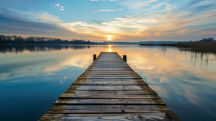 Obraz premium wooden pier at sunset