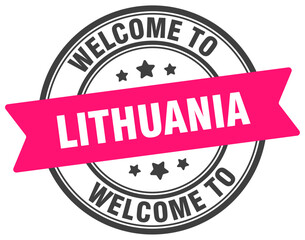 Welcome to Lithuania stamp. Lithuania round sign
