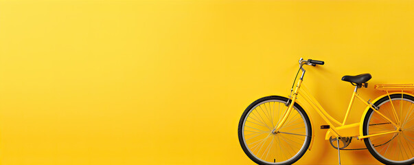 Retro bicycle  on yellow background.