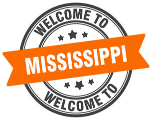 Welcome to Mississippi stamp. Mississippi round sign