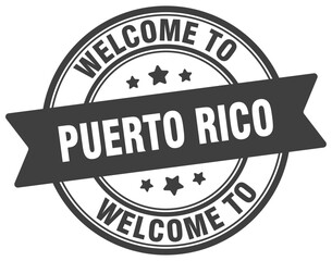 Welcome to Puerto Rico stamp. Puerto Rico round sign