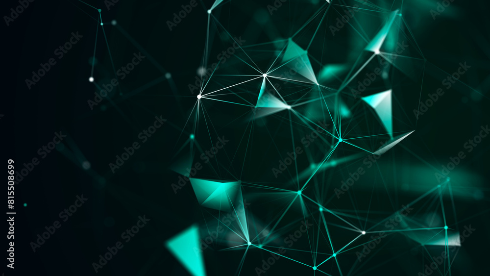 Poster polygonal background with dots and lines. network connection structure. science and technology. 3d