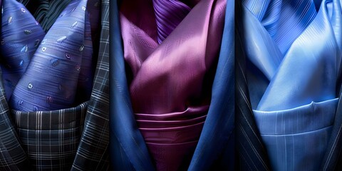 Elegant Ensembles: Three Classic Suit Styles with Coordinating Ties and Pocket Squares. Concept Fashion, Classic, Suit, Ties, Accessories