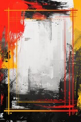 abstract red, yellow and white background with an empty frame in the middle, brush strokes in the style of digital art.