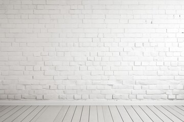 Fototapeta premium brick wall white color and wooden plank floor for background or texture