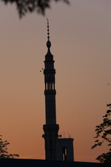 silhouette of mosque in sunset