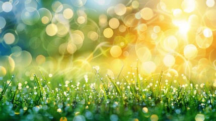 Obraz premium Abstract spring, summer grass meadow field. Beautiful fresh nature landscape environment.