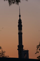 silhouette of mosque in sunset