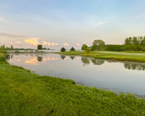 Fototapeta premium Wisconsin Golf Course at Sunrise late Spring
