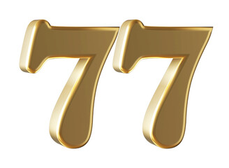 3d gold number 77