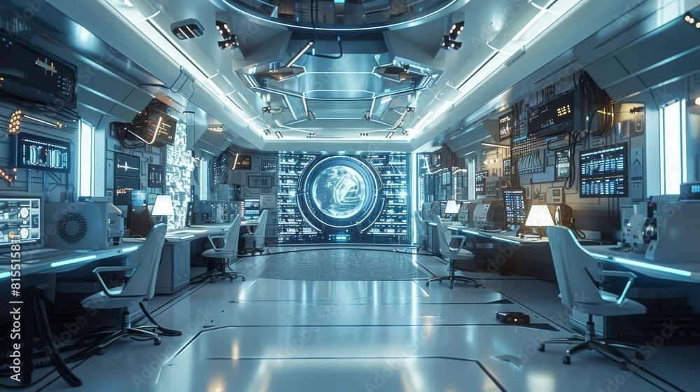 Poster A lab environment with very futuristic elements. (Data science, tech, computer screens). Generative AI.