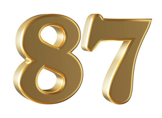 3d gold number 87