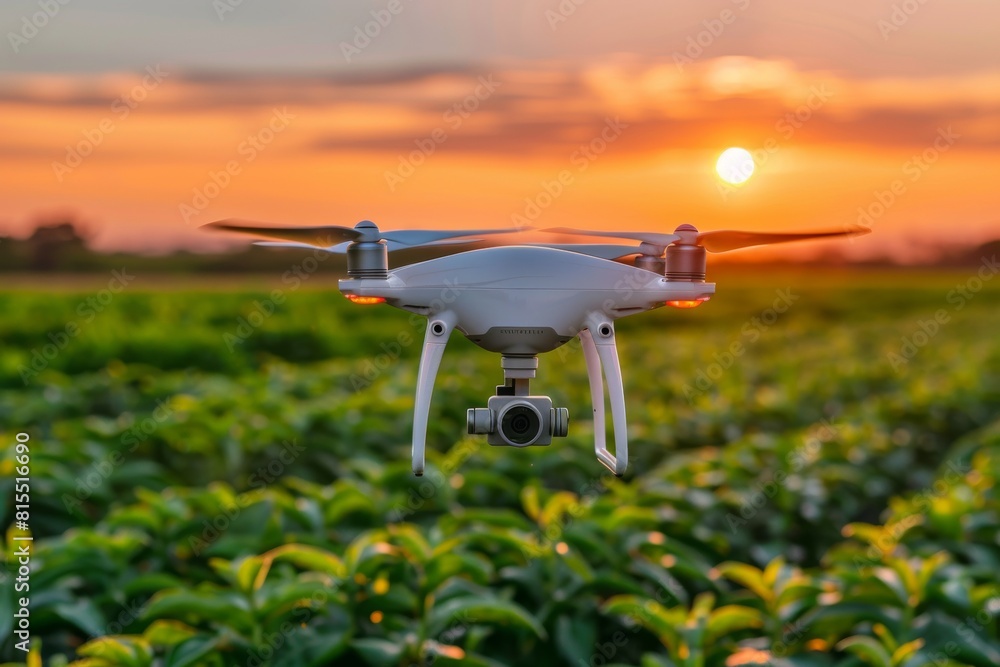 Poster isometric tech views of advanced agricultural field management showcase smart farming operations thr