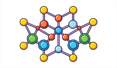 Fototapeta premium 3d model of molecule structure flat icon. Solid icon, Editable stroke. Vector illustration.