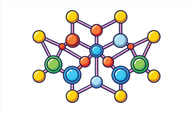 colorful molecule structure on white background clip art preview