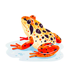 Watercolor cute Frog transparent PNG.