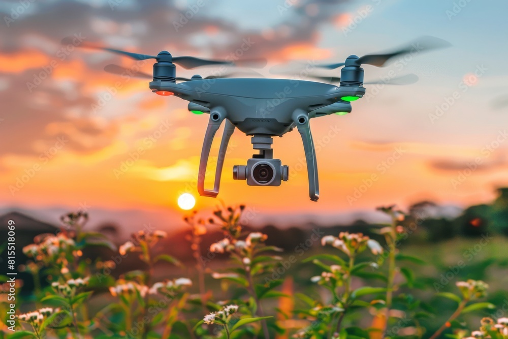 Poster modern vector operations in farming utilize advanced isometric drone technology for efficient agricu