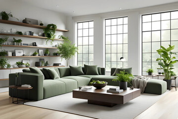 modern living room interior generative ai