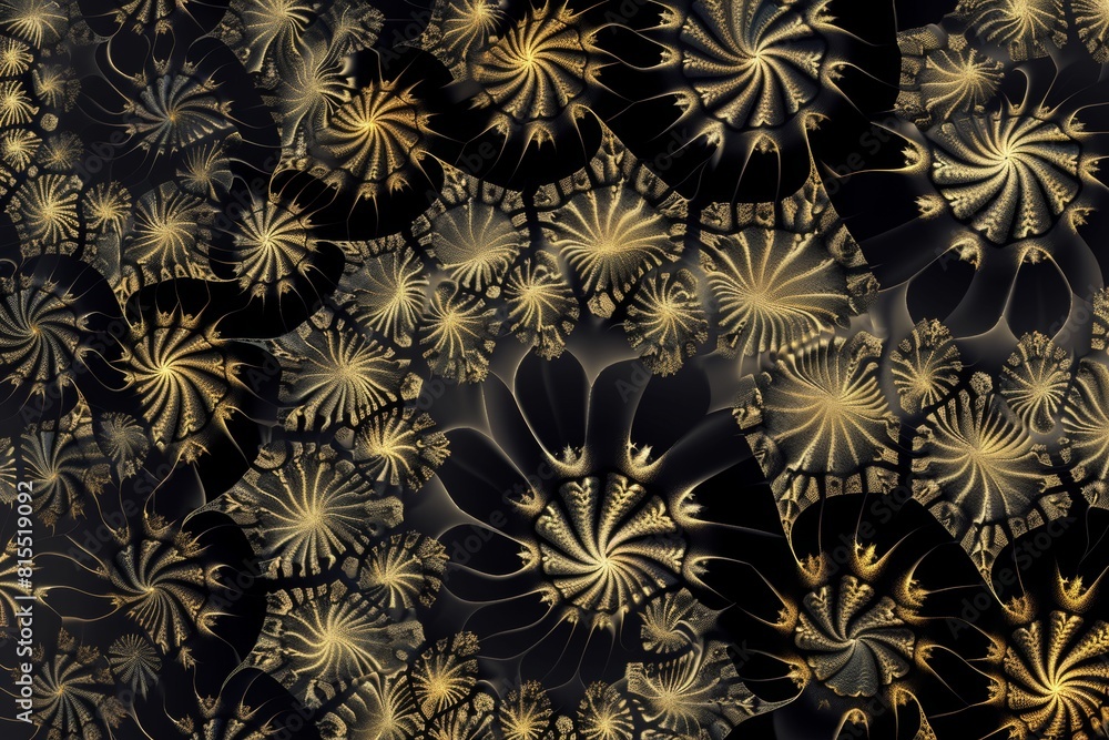 Poster mathematical fractal pattern, geometric shapes repeating at different scales