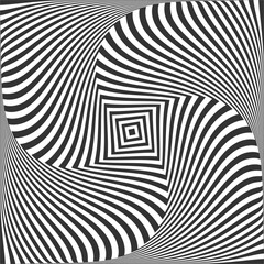 Naklejka premium Whirl Rotating Motion and 3D Illusion in Abstract Op Art Design. Striped Lines Pattern.