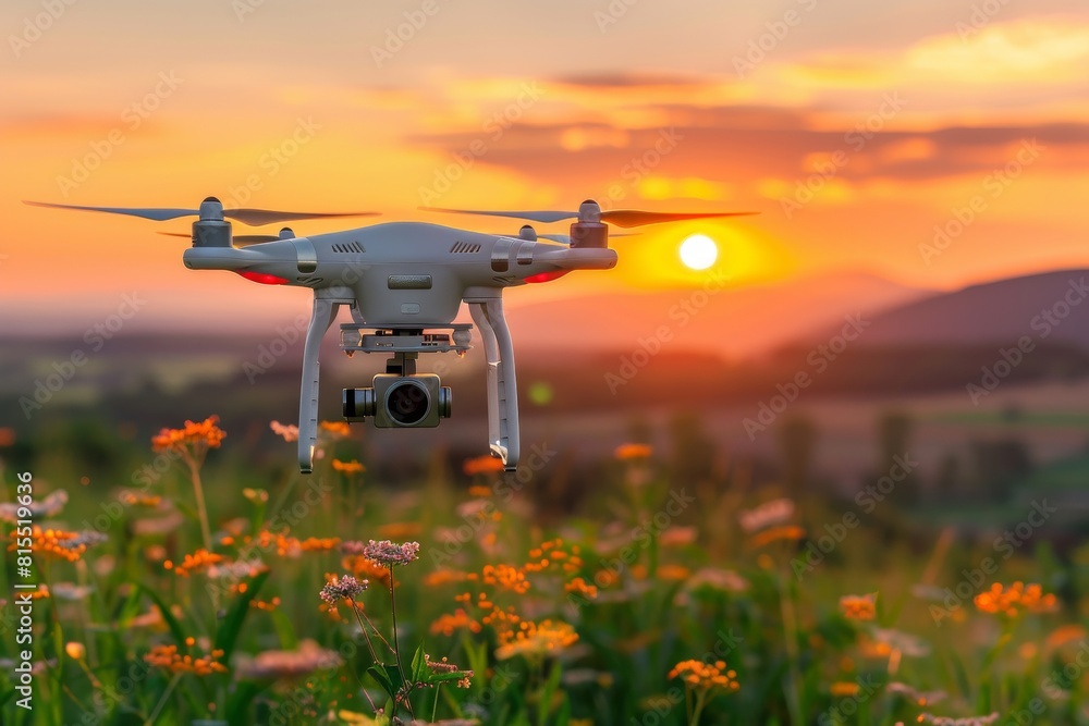Poster modern drones enhance agricultural operations with advanced precision and efficient crop management 