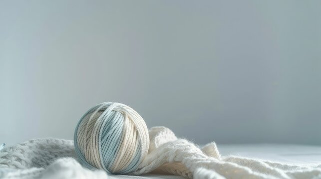 Skeins of wool thread on white surfaces a ball of yarn made from Italian angora and the art of knitting and needlecraft