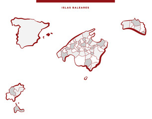 Islas Baleares Mapa - España - comunidad autónoma uniprovincial española © Jessica Paradis