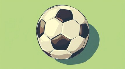 Soccer ball flat design, top view, ball theme, cartoon drawing, Analogous Color Scheme