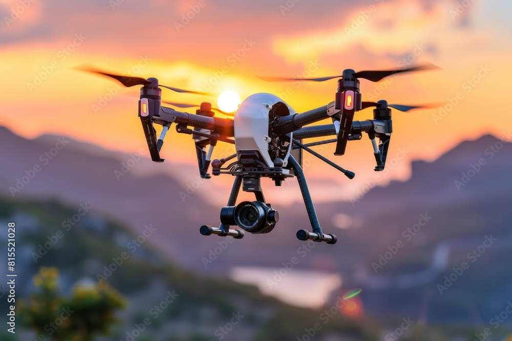Poster advanced agricultural operations utilize modern drones for efficient crop management and precision f