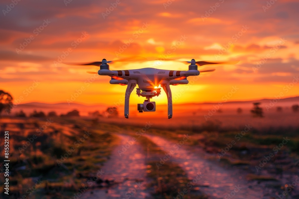 Poster modern agricultural operations utilize advanced drones for precision farming and efficient crop mana