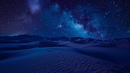 Starry night sky over a silent desert, perfect for themes about mystery and the vastness of nature,