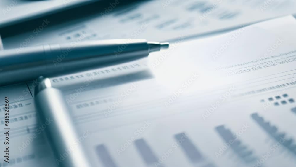 Poster a pen and a calculator placed on a sheet of paper showing a balance sheet with assets and liabilitie