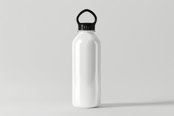 White blank mockup of water bottle isolated on white background.