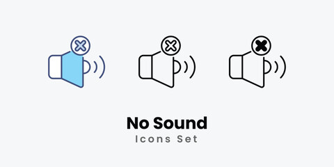 No Sound Icons thin line and glyph vector icon stock illustration