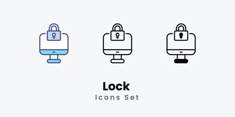 Lock Icons thin line and glyph vector icon stock illustration