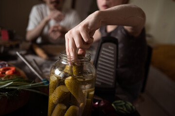 pregnant wife and pickled cucumber