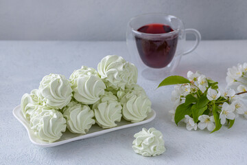 Zephyr with lime flavor, healthy, delicious dessert. Image for cafe menu, Banner