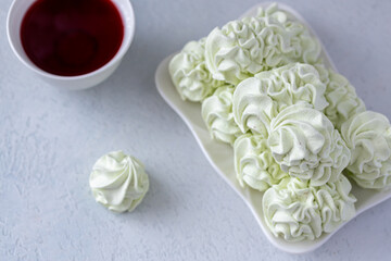 Zephyr with lime flavor, healthy, delicious dessert. Image for cafe menu, Banner